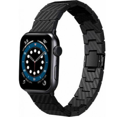 Pitaka Modern Carbon Fiber Μεταλλικό Λουράκι Apple Watch SE/7/6/5/4/3 (42/44/45mm)  Black AWB1003