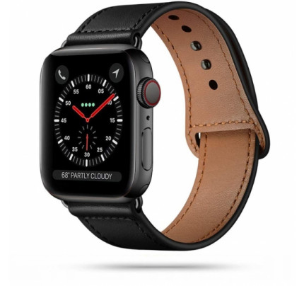 Tech-Protect Λουράκι LeatherFit Μαύρο Apple Watch 2/3/4/5/6/SE (42/44MM)  42/44mm