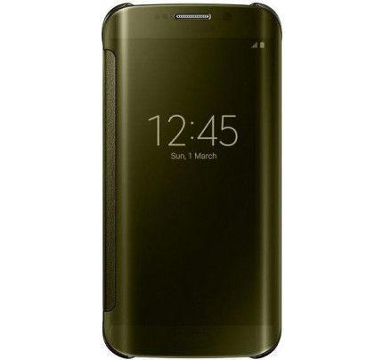 Samsung Original EF-ZG925BFEGWW Clear View Cover για G925F Galaxy S6 Edge -Gold