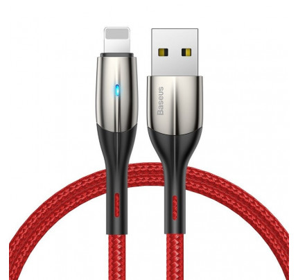 Baseus Horizontal Lightning Cable with LED Lamp 1m 2.4A Red CALSP-B09