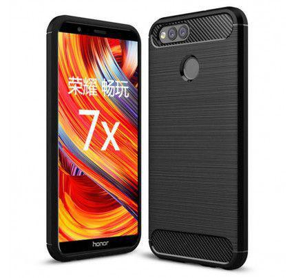 Θήκη OEM Brushed Carbon Flexible Cover TPU για Huawei Honor 7X μαύρου χρώματος