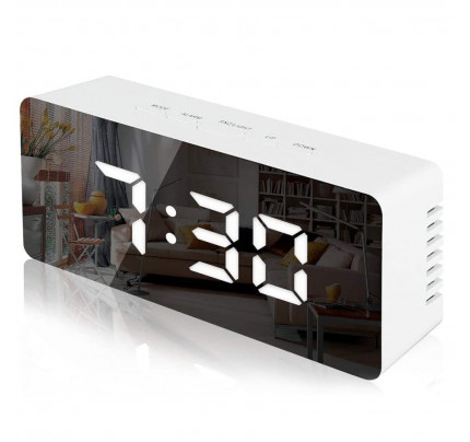 Ψηφιακό ρολόι καθρέφτης Ηλεκτρονικό Led / Ξυπνητήρι / Θερμόμετρο λευκού χρώματος