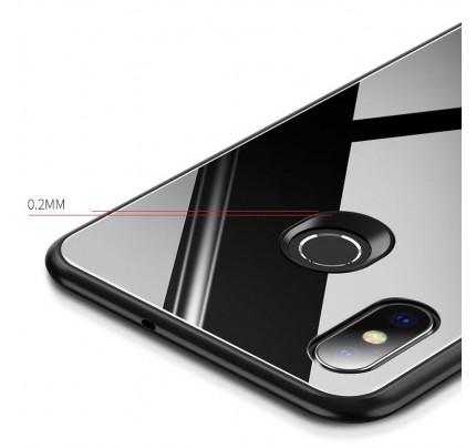 MSVII Tempered Glass Case Durable Cover with Tempered Glass Back Xiaomi Mi 8 SE black
