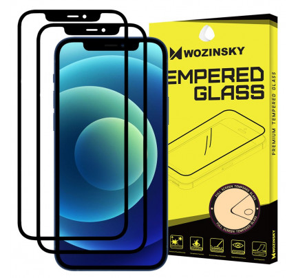 Wozinsky Tempered Glass Full Glue Full Coveraged with Frame Case Friendly for iPhone 12 Pro Max black (2 ΤΕΜΑΧΙΑ)