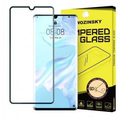 Wozinsky Tempered Glass 5D Full Glue Super Tough Full Coveraged with Frame for Huawei P30 Pro black