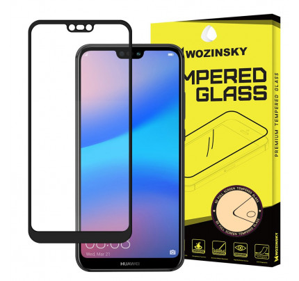 Wozinsky Tempered Glass Full Glue Super Tough Full Coveraged with Frame Case Friendly for Huawei P20 Lite black