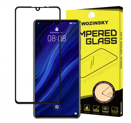 Wozinsky Tempered Glass Full Glue Super Tough Full Coveraged with Frame Case Friendly for Huawei P30 black
