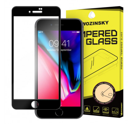 Wozinsky Tempered Glass Full Glue Full Coveraged with Frame Case Friendly for iPhone 8 / iPhone 7 black