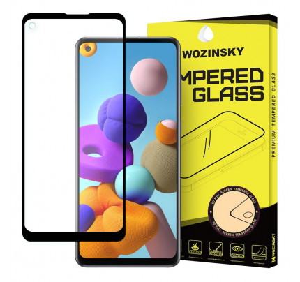 Wozinsky Tempered Glass Full Glue Super Tough Full Coveraged with Frame Case Friendly for Samsung Galaxy A21S black