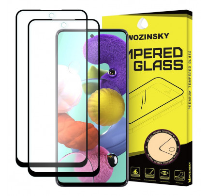 Wozinsky 2x Tempered Glass Full Glue Full Coveraged with Frame Case Friendly for Samsung Galaxy A51 black (2 TEMAXIA)