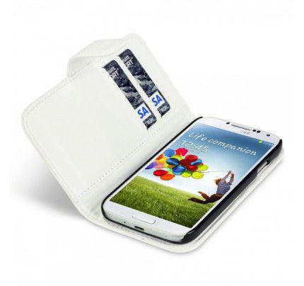 Θήκη για Samsung Galaxy S4 I9500 Leather Wallet White + Φιλμ Προστασίας Οθόνης 