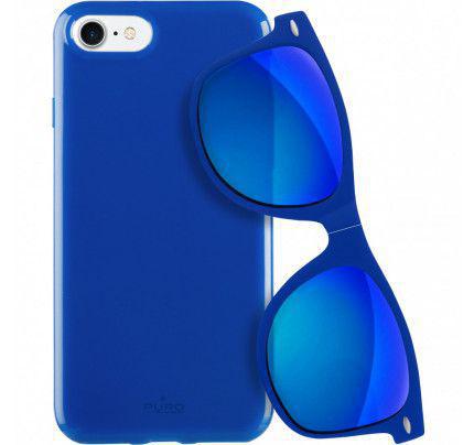Puro Sunny Kit Gift Set - Plasma Case iPhone 7 + Folding Sunglasses blue