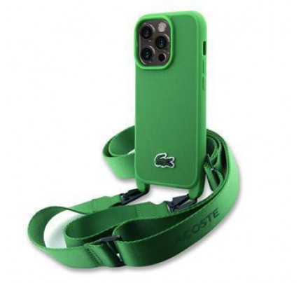 Lacoste Iconic Petit Pique Crossbody Woven Logo Case for iPhone 15 Pro Green
