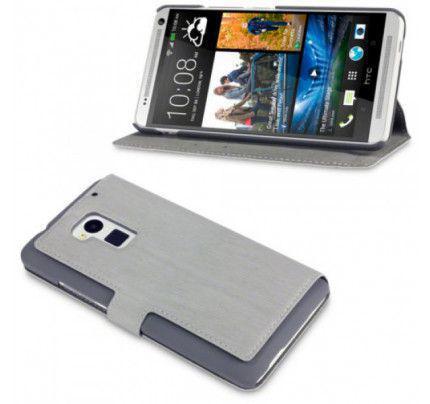 Θήκη Low Profile PU Leather Wallet Case για HTC One Max Grey