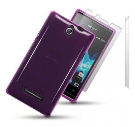 Θήκη TPU Gel για Sony Xperia E C1505 purple + Φιλμ Προστασίας Οθόνης