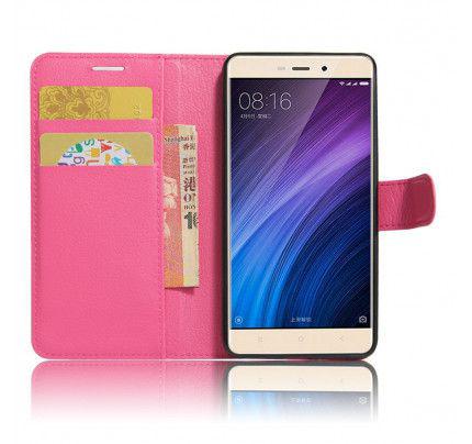 Θήκη OEM Wallet για Xiaomi Redmi 4A ( stand ,θήκες για κάρτες,χρήματα) ροζ χρώματος